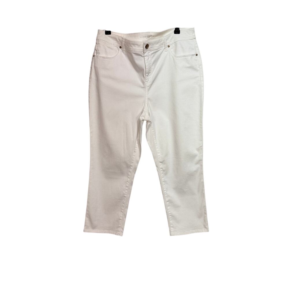 Chico's Platinum white denim crop jeans 5 pocket stretch Sz 2 US 12